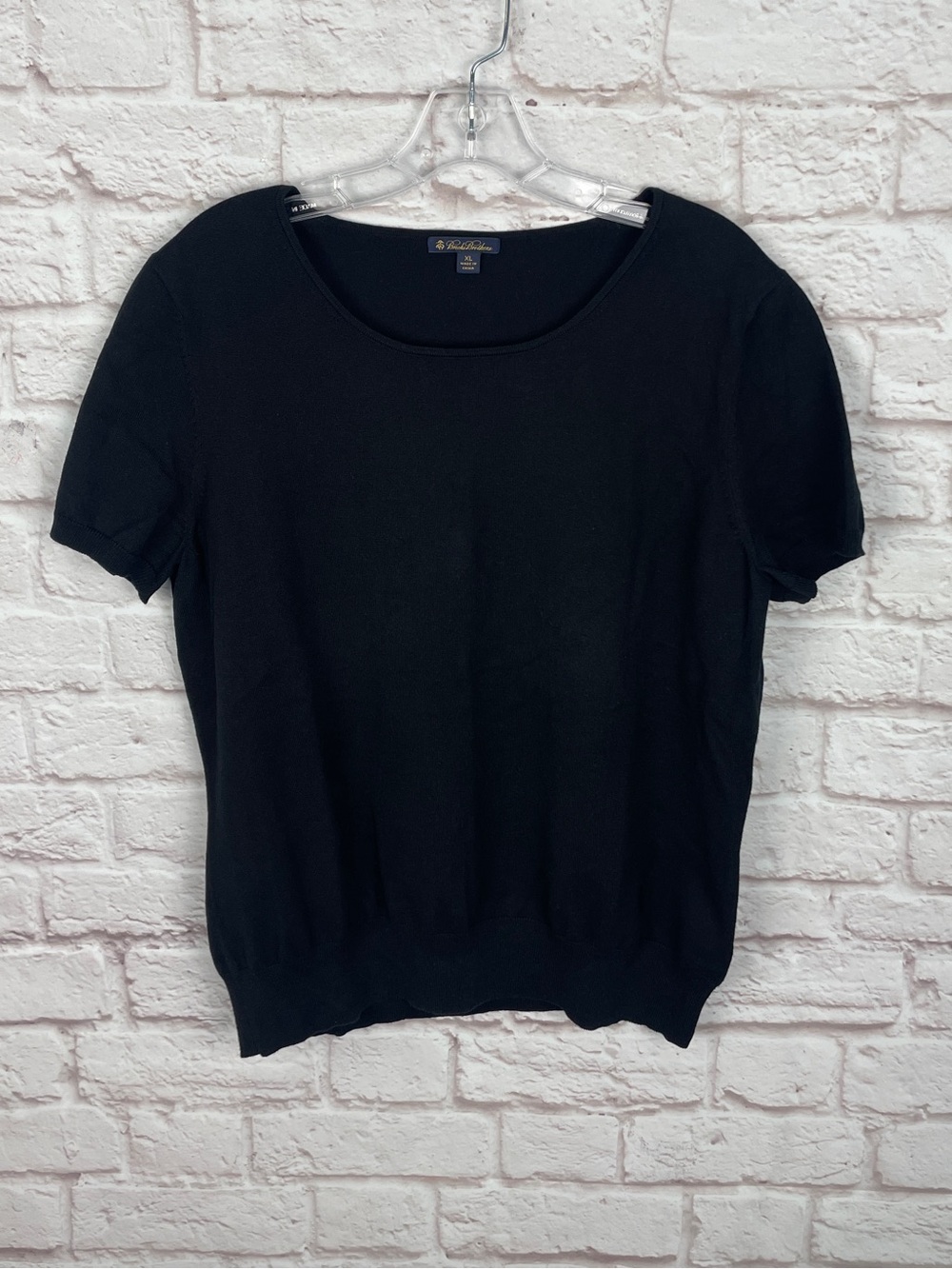 Brooks Brothers Silk Blend Short Sleeve Black Sweater Size XL